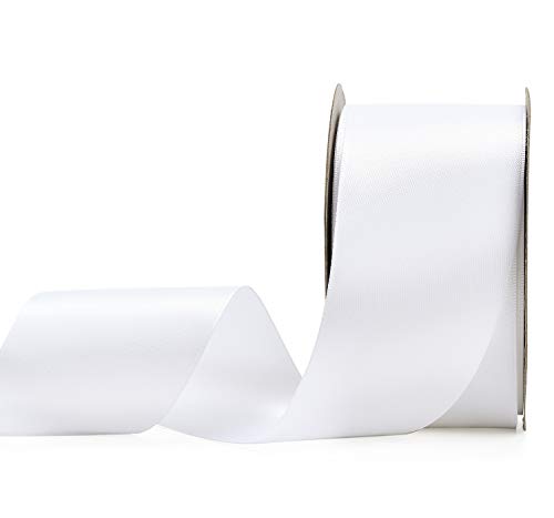 Product Cover YAMA Double Face Satin Ribbon - 2 Inch 25 Yards for Gift Wrapping Ribbons Roll, White