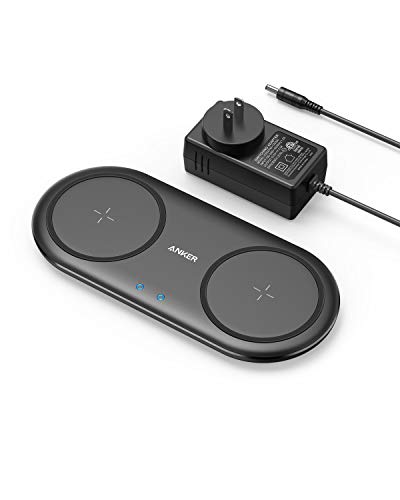 Product Cover Anker Wireless Charger, PowerWave 10 Dual Pad, Qi Certified, 7.5W for iPhone 11, 11 Pro, 11 Pro Max, XS Max, XR, XS, X, 8, 8 Plus, 10W for Galaxy S10 S9 S8, Note 10 Note 9, DC Adapter Included