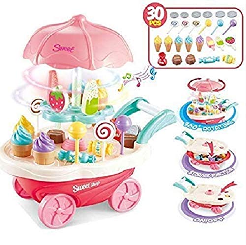 Product Cover Nabhya Ice Cream Play Cart Kitchen Set Toy with Lights and Music, Small(30 Piece)