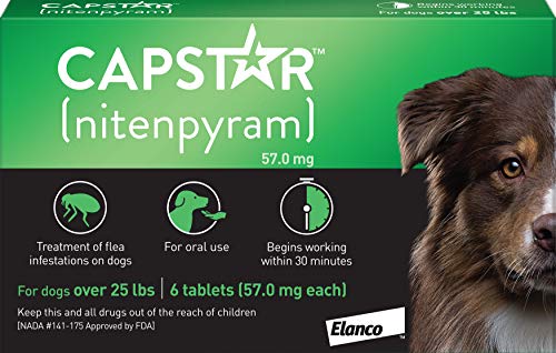 Product Cover Capstar Fast-Acting Oral Flea Treatment for Large Dogs, 6 Doses, 57 mg (26-125 lbs)