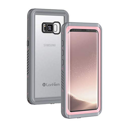 Product Cover Lanhiem Galaxy S8 Case, IP68 Waterproof Dustproof Shockproof Case with Built-in Screen Protector, Full Body Sealed Underwater Protective Cover for Samsung Galaxy S8 (Pink)
