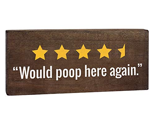 Product Cover Would Poop Here Again Sign - Toilet Decor 6x12 Rustic Wood Plaque - Funny Bathroom Signs
