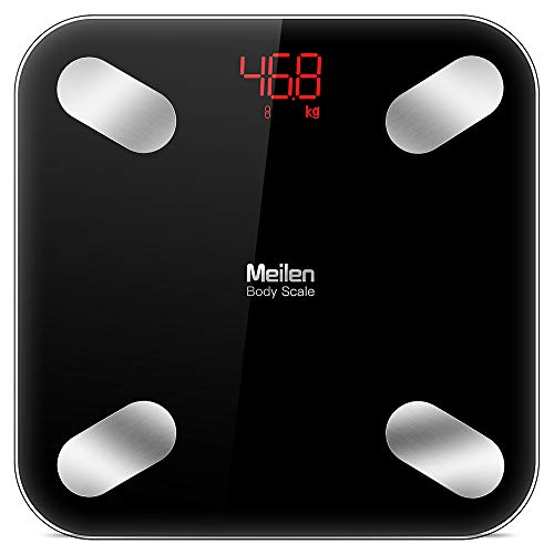 Product Cover Bluetooth Body Fat Scale with Free iOS and Android App,Wireless Digital Body Fat Weight Scale for Body Weight, Water,Muscle Mass, BMI, BMR, Bone Mass and Visceral Fat,Black