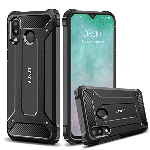 Product Cover J&D Case Compatible for Galaxy M20 Case, Heavy Duty [ArmorBox] [Dual Layer] Shock Resistant Hybrid Protective Rugged Case for Samsung Galaxy M20 Case - [Not for Galaxy M10/Galaxy M30] - Black