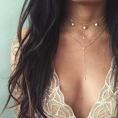 Product Cover Victray Boho Star Necklaces Layered Beach Pendant Choker Y-Necklace Chains Fashion Jewelry for Women and Girls