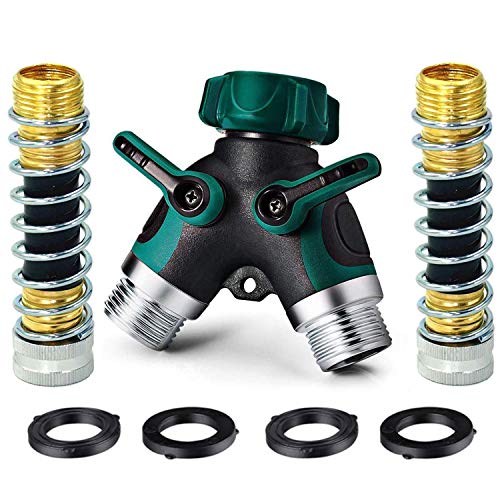 Product Cover WUYOR 2 Way Hose Splitter + 2 Kink Free 8cm Hose Savers + 4 Washers 3/4 Hose Connector Bolted & Threaded Splitter Rubberized Grip Smooth Long Handles Valve Garden Splitter (7 Parts Accessory)