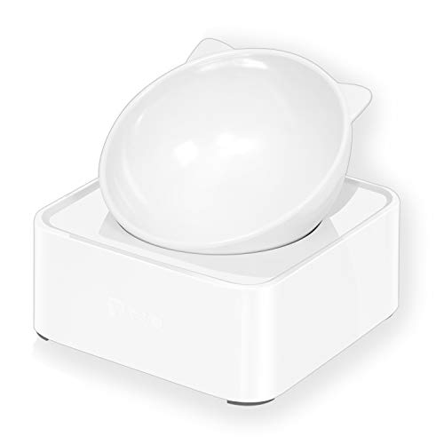 Product Cover UPSKY Cat Dog Bowl Raised Cat Food Water Bowl with Detachable Elevated Stand Pet Feeder Bowl No-Spill, 0-30°Adjustable Tilted Pet Bowl Stress-Free Suit for Cat Dog (White)