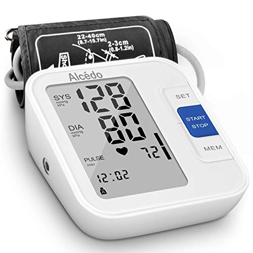 Product Cover Blood Pressure Monitor Upper Arm by Alcedo| Automatic Digital BP Machine with Wide-Range Cuff for Home Use | Large Screen, 2x120 Reading Memory, Talking Function | FDA Approved