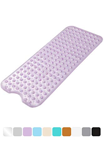 Product Cover AmazerBath Bath Tub Mat, Extra Long 39 x 16 Inches Non-Slip Shower Mats with Suction Cups and Drain Holes, Bathtub Mats Bathroom Mats Machine Washable (Clear Purple)