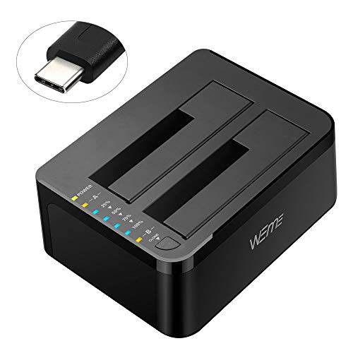 Product Cover WEme USB C 3.0 to SATA External Hard Drive Dock Docking Station, SSD HDD Disk Duplicator Cloner for Dual Bay 2.5 3.5 Inch SATA I II III, Support UASP and Auto Sleep and 2X 12TB, Black
