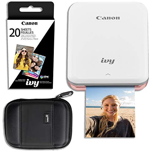 Product Cover Canon Ivy Mini Wireless Photo Printer (Rose Gold) with 20 Prints and Carrying Case