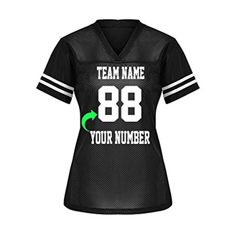 Product Cover Customize Your Own Football Jersey with Your Name and Team Number Personalized & Customized Jersey (Black-Ladies)