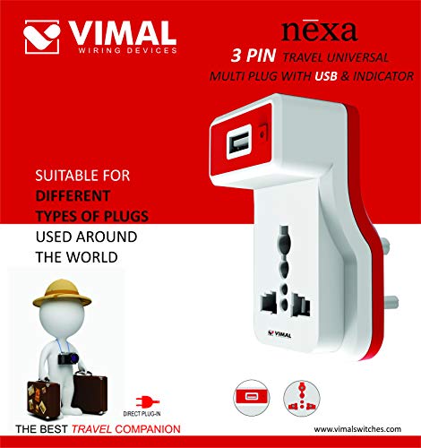 Product Cover VIMAL - X 112 NEXA 3 Pin Universal Multi Plug with USB & Indicator