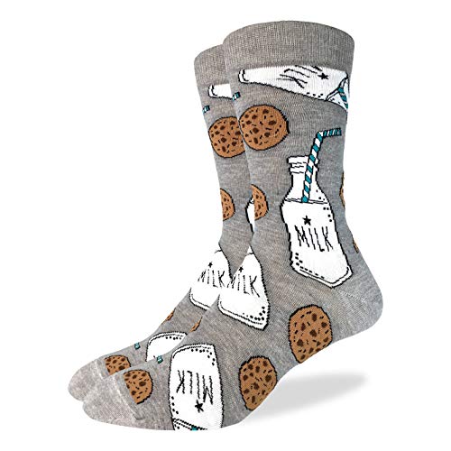 Product Cover Good Luck Sock Men's Extra Large Milk & Cookies Socks, Size 13-17, Big & Tall