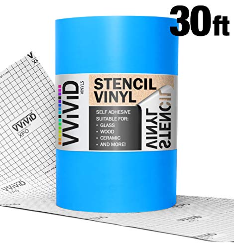 Product Cover VViViD Blue Low-Tack Adhesive Vinyl Stencil Masking Film Roll (12in x 30ft)
