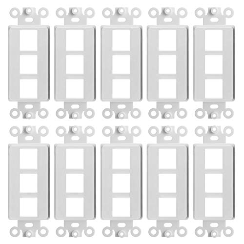 Product Cover Cmple - 3 Port Decora Wall Plate 1-Gang Keystone Decora Insert, Jack Single Gang Decora Wall Plate - (10 Pack)