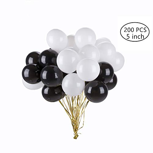 Product Cover Tim&Lin 5 inch Black and White Premium Latex Balloons - Party Decoration Supplies Balloons - Great for Wedding, Birthday, Bridal/Baby Shower, Water Fights, or Any Parties and Events, Pack of 200