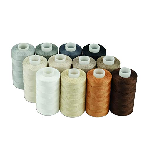 Product Cover Simthread 12 Multi Colors All Purposes Cotton Quilting Thread 50s/3 Thread for Piecing Sewing etc - 550 Yards Each (Neutral Colors)