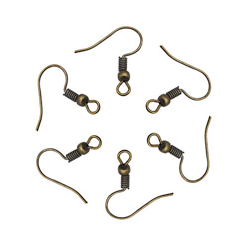Product Cover TOAOB 300pcs Earring Hooks Ear Wires with Ball and Coil Antique Bronze Hypoallergenic 18mm for DIY Jewelry Making