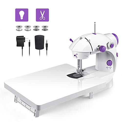 Product Cover Mini sewing machine, upgraded model in 2019, portable multi-function assistant at home with Light Extension Table Foot Pedal 4 Coils (Lea2)