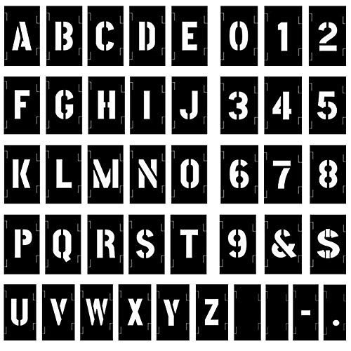 Product Cover Attisstore Painting Stencil Set, 1 Inch Plastic Letters and Numbers Interlocking Stencil Kit 138 Pieces, Black