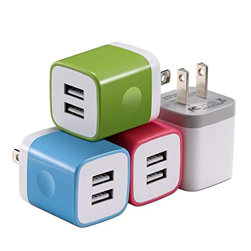Product Cover X-EDITION Wall Charger, 4-Pack 2.1A Dual Port USB Wall Charger Travel Plug Charging Block Cube Compatible with Phone Xs/Xs Max/XR/X/8/7/6 Plus 5S, Galaxy S10 S9 S8 S7 S6 S5, LG, Moto, Nokia and More