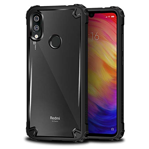 Product Cover KAPAVER® Transparent Hybrid Hard PC Back TPU Bumper Impact Resistant Protection Cover for Redmi Note 7 / Redmi Note 7 Pro (Black)
