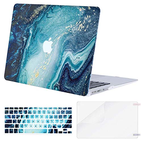 Product Cover MOSISO MacBook Air 13 inch Case (A1369 & A1466, Older Version 2010-2017 Release), Plastic Pattern Hard Case&Keyboard Cover&Screen Protector Only Compatible with MacBook Air 13, Creative Wave Marble