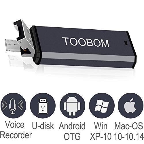 Product Cover Mini USB Voice Recorder for Lectures,TOOBOM USB and Micro USB 2 in 1 Digital Audio Recorder 8GB Mac Compatible and Android OTG Metal Body Small USB Dictaphone Recording Device,USB Rechargeable