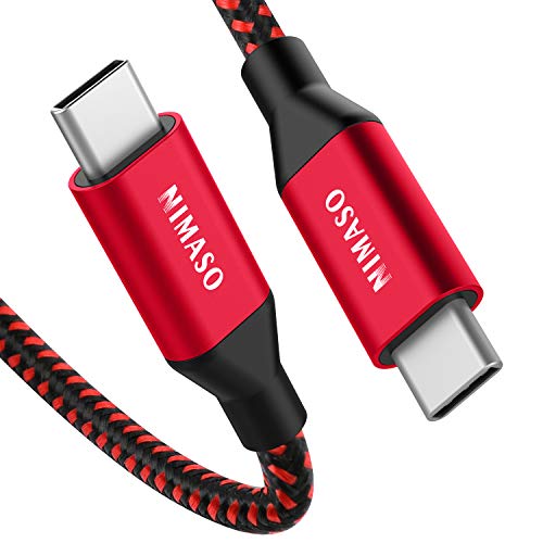 Product Cover NIMASO USB C to C Cable 5A Fast Charging, 6.6ft 100W PD USB C to USB C Cable Nylon Braided Cord with E-Marker Chip for Google Pixel 3a/3/2 XL, MacBook, Galaxy S10/S9/S8, Nexus 6P and More-Red