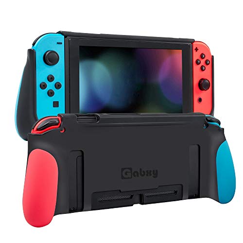 Product Cover Protective Case for Switch,Dockable Cover Case for Switch,Grip Cover in Silicone with Anti-Scratch and Shock-Absorption Soft TPU(Red and Blue)