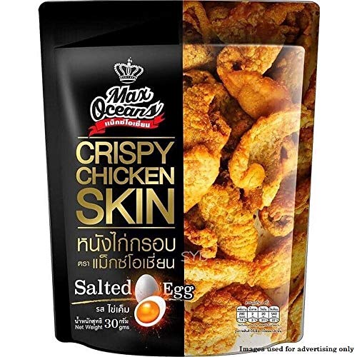 Product Cover Max Oceans Brand, Crispy Fried Chicken, Crispy Chicken Skin, Salted Egg Flavour, Size 30g X 4 Packs