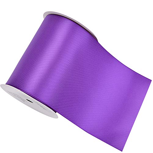 Product Cover YAMA Double Face Satin Ribbon Roll - 4 inch Wide Solid Color Craft Ribbon, Great for Chair Sash- 5 Yard/Spool, Purple