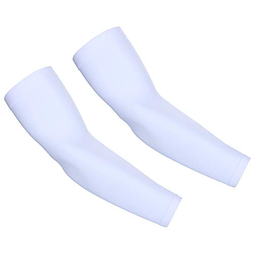 Product Cover UV Protection Cooling Arm Sleeves - UPF 50 Compression Arm Sleeves for Men/Women/Students for Elbow Brace, Baseball, Basketball, Football, Cycling Sports(White)