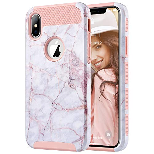 Product Cover ULAK iPhone Xs Case, iPhone X Case, Slim Fit Hybrid Hard PC Shell Flexible Shock Absorbing TPU Skin Protective Grip Cover for Apple iPhone X/Xs 5.8 Inch, Cracked Marble