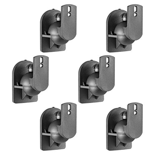 Product Cover WALI Speaker Wall Mount Brackets Multiple Adjustments for Bookshelf, Surround Sound Speakers, Hold Up to 7.lbs, (SWM602), 6 Packs, Black