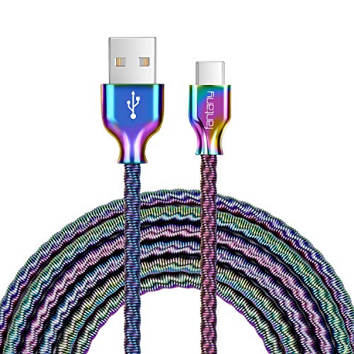 Product Cover USB Type C Cable,Fantany 6.6 Feet Metal USB A to C Charging Cable&Sync Compatible with Galaxy S10,S9,S9+,S8,S8+,Note 8,9,LG V40,50 G7,8, Pixel 2,3,HTC 10,Nexus 5X/6P, 3.3Feet,1Pack (Colourful, 6.6ft)