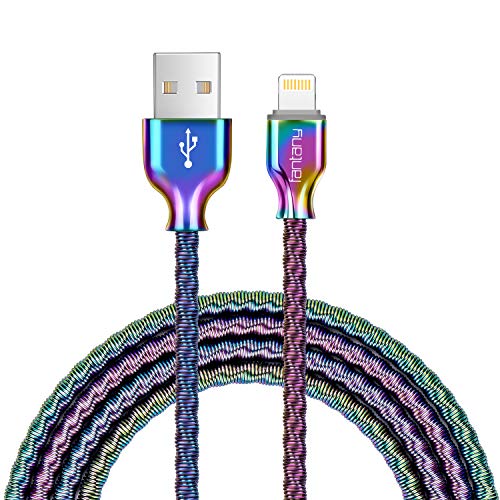 Product Cover Lightning Cable,[MFi Certified] Fantany 6.6ft Metal USB Lightning Charging Cable Compatible with iPhone Xs,XS Max,XR,X,8 Plus,7,7 Plus,6,6s Plus,SE,iPad Mini,iPad Air,iPod Touch (6.6ft, Colourful)