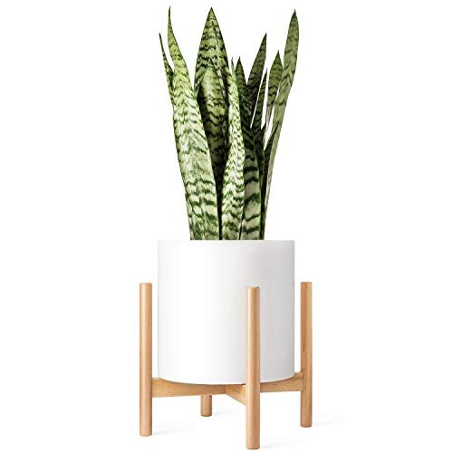 Product Cover Mkono Plant Stand Mid Century Wood Flower Pot Holder Display (Plant and Pot NOT Included) Potted Rack Rustic, Up to 12 Inch Planter, Natural
