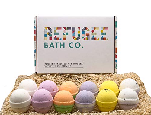 Product Cover Refugee Bath Co. Variety Pack Bath Bombs | 2.5 oz. each | Cocoa Butter and Plant-based ingredients | Support Refugee Employment in USA (Variety 12 Pack)