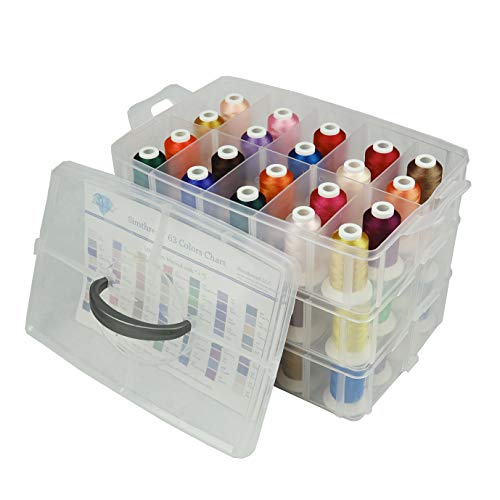 Product Cover Simthread Machine Embroidery Thread Polyester 63 Colors with Plastic Storage Box for Embroidery,Sewing Machines
