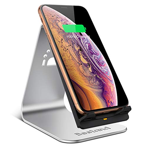 Product Cover Bestand Wireless Charger, Qi Wireless Charger Stand Compatible with iPhone XR/XS Max/XS/X / 8/8 Plus, Samsung Galaxy S9/S9+/S8/S8+/S7/Note 8, and Above (No AC Adapter) - Sliver