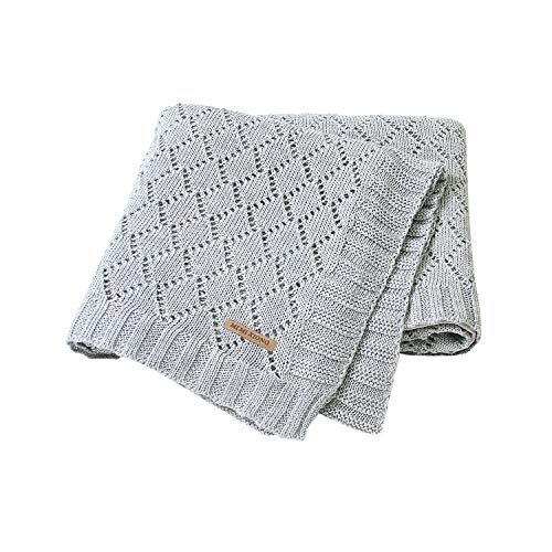 Product Cover mimixiong Toddler Blankets Knitted Cellular Baby Blankets for Boys and Girls Grey 40x30 Inch