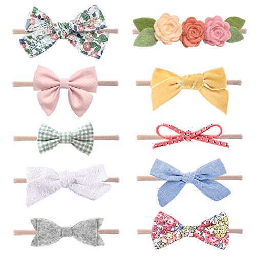 Product Cover Baby Girl Headbands and Bows, Newborn Infant Toddler Nylon Hairbands Hair Accessories by LittleJoJo
