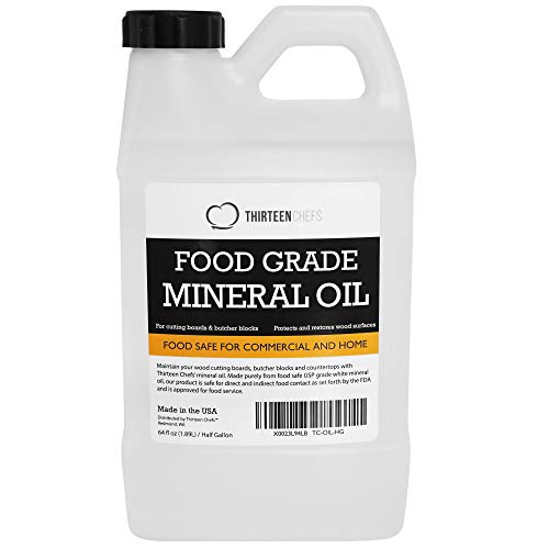 Product Cover Thirteen Chefs Food Grade Mineral Oil for Cutting Boards, Countertops and Butcher Blocks - Food Safe and Made in The US 64oz, Half Gallon