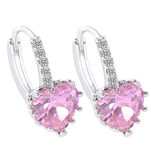 Product Cover Sameno Love Heart Hook Earrings Drop Dangle Earrings Fashion Jewelry for Women Girl Birthday Gifts (Pink)