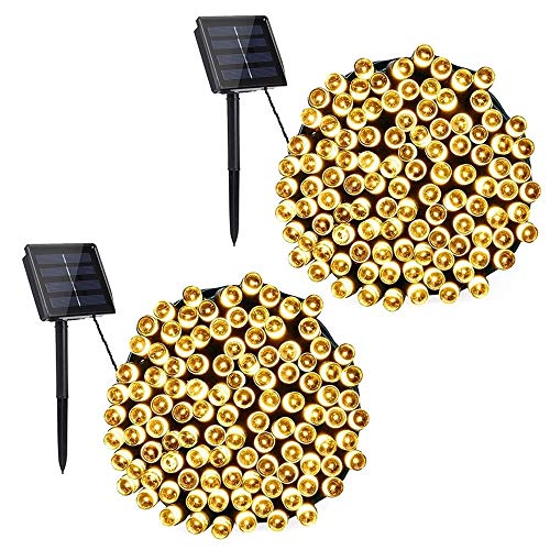 Product Cover Toodour Solar Christmas Lights, 2 Packs 72ft 200 LED 8 Modes Solar String Lights, Waterproof Solar Fairy Lights for Xmas Tree, Garden, Patio, Wedding, Party, Christmas Decorations (Warm White)