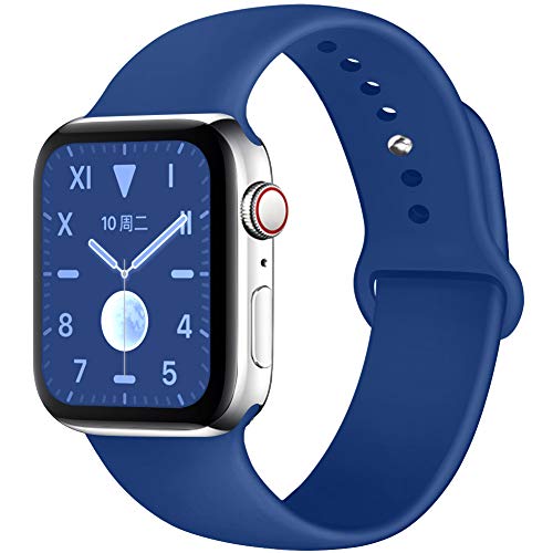 Product Cover EXCHAR Sport Band Compatible with Apple Watch Band 40mm 38mm, Soft Silicone Strap, Replacement Wristband for iWatch Band Series 4, Series 3, 2, 1, Durable Colorful Design for Women, Men-Blue M/L
