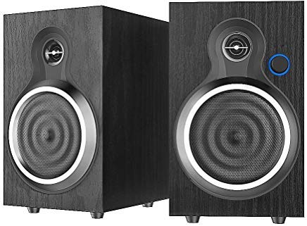 Product Cover Beatife Computer Speakers, 2.0 Stereo 10W Wooden Wired Multimedia Speaker, USB Powered PC Speakers with AUX and LED Volume Knob, Anti-Slip Mat for Laptop/Desktop/Phone/TV/Monitor/Projectors