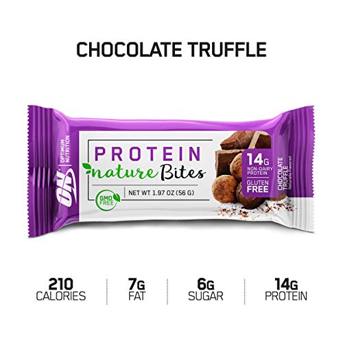 Product Cover New! Optimum Nutrition Nature Bites, Decadent Protein Snack, Vegan Snack, Gluten Free, GMO Free, Flavor: Chocolate Truffle, 9 Count